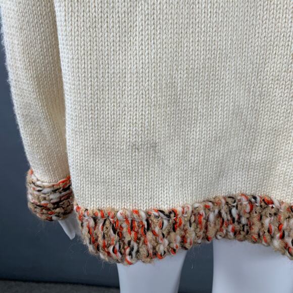 DIRK VAN SAENE Size M Cream Orange Beige Wool Knit Cardigan - Picture 5 of 9